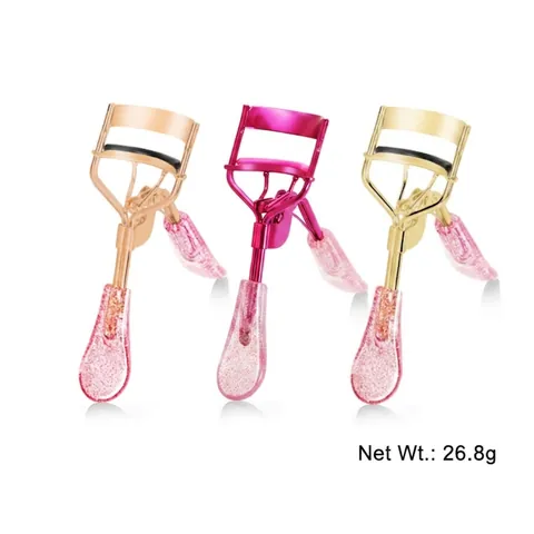 Professional Eyelash Curler Metal Frame Sparkle Glitter Handle Ergonomic For Natural Long Lasting Curl Makeup Tool