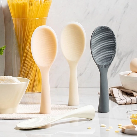Cucchiaio Di Riso In Silicone Verticale Paletta Antiaderente Resistente Al Calore Grado Alimentare Manico Lungo Utensile Da Cucina
