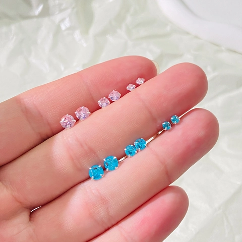 Unisex Copper Zirconia Magnetic Ear Clips No Piercing Round Four Prong Inlaid Stud Earrings For Men Women Trendy Jewelry