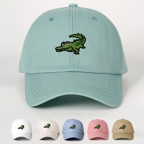Baseball Cap Polyester Cartoon Crocodile Embroidery Adjustable Sun Protection Outdoor Casual Hat