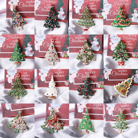Christmas Tree Brooch Alloy Rhinestone Enamel Pin Festive Holiday Party Jewelry Gift For Women Elegant Decorative Badge