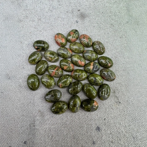 Cabochon In Unakite Naturale Pietra Preziosa Lucida Ovale Dorso Piatto Per Creazione Di Gioielli Fai Da Te Materiale