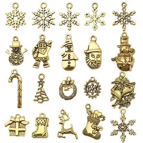Charms Pendentifs De Noël Alliage De Zinc Flocon De Neige Père Noël Renne Bonhomme De Neige DIY Bijoux Artisanat