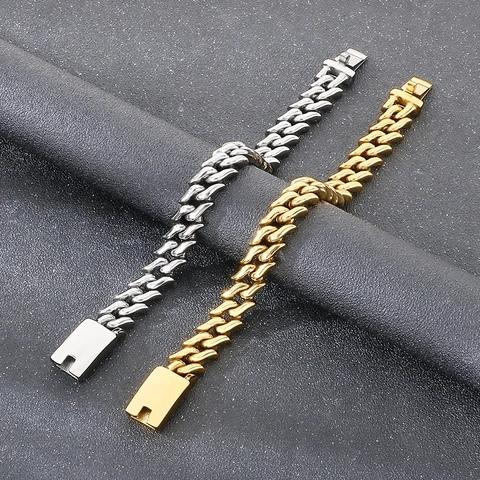 Bracciale A Catena Cubana Da Uomo In Acciaio Inossidabile 316L Catena Larga Lucida Moda Punk Hip Hop Gioiello Di Tendenza