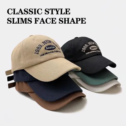 Retro Baumwolle Polyester Bestickt Baseballkappe Für Damen Herren New York Buchstaben Verstellbar Sonnenschutz Street Style Mode Hut
