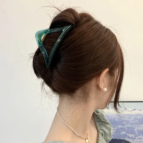 Driehoek Haarklem Acetaat Hars Geometrische Grote Haarklem Elegant Retro Haaraccessoires Voor Vrouwen Dik Haar