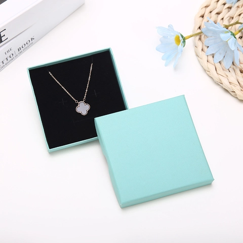 Cyan Blue Yellow Orange Peel Texture Square Top And Base Jewelry Gift Box For Necklace Bracelet Flocked Lining Paper Box