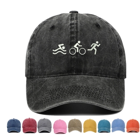 Vintage Gewaschene Baumwolle Baseballkappe Distressed Retro Triathlon Stickerei Sportliche Verstellbare Sonnenhut Herren Damen
