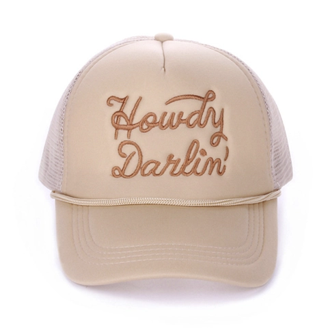 Howdy Darlin Embroidery Trucker Hat Mesh Back Adjustable Retro Polyester Sun Protection Outdoor Casual For Men Women