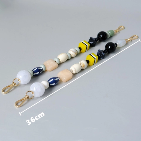 Perlen Taschengurt Harz Acryl Gemischt Bunte Formen Retro Handgefertigt Ersatzgriff Für Handtaschen Mit Goldfarbenen Metallverschlüssen