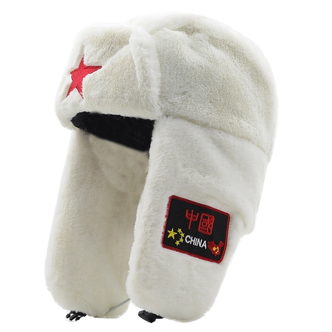 Cappello Da Cacciatore Invernale Pelliccia Sintetica Ushanka Caldo Protezione Per Orecchie Ricamo Stella Rossa Unisex