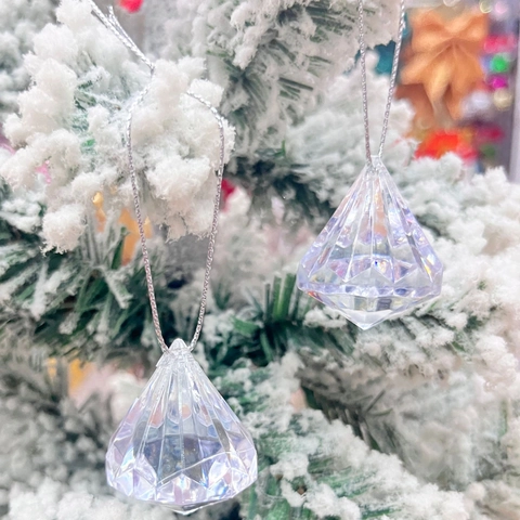 Ornamenti Appesi Per Albero Di Natale Acrilico Cristallo Trasparente Diamante Pendenti Sfaccettati Per Decorazioni Natalizie