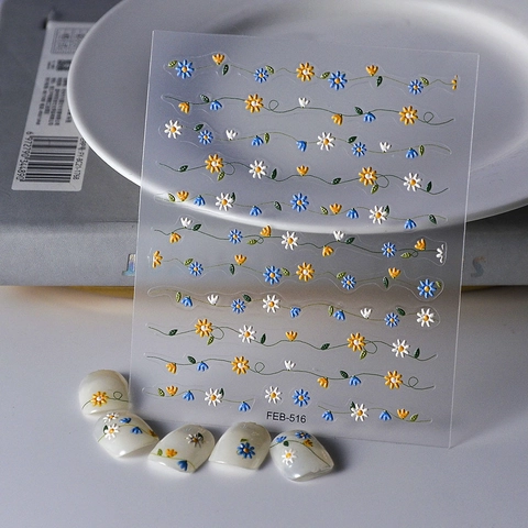 Autocollants De Manucure 5D En Relief Décalcomanies Auto-Adhésives Fleur Papillon Pour Décoration De Manucure DIY Femmes