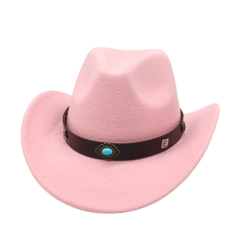 Cappello da Cowboy Western Vintage per Uomo Donna in Finta Scamosciata Con Cintura in Turchese e Rivetti Cappello Fedora a Tesa Larga