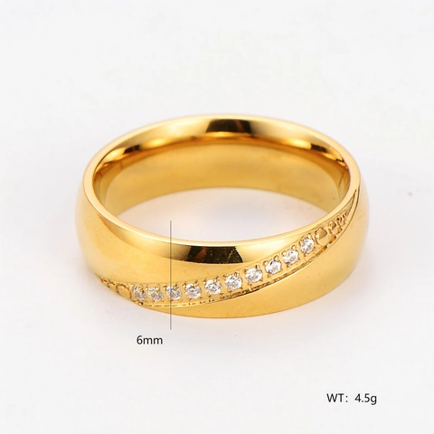 Anillo De Acero Inoxidable De Banda Ancha Con Circonita Cúbica Patrón De Ondas Geométricas Retro Minimalista Elegante