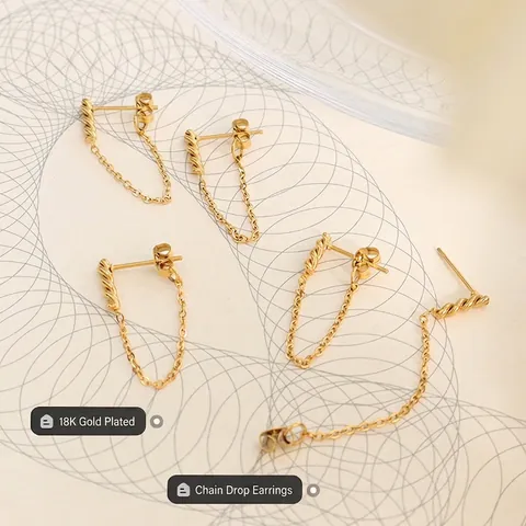 Tassel Chain Earrings Stainless Steel 18K Gold Plated Minimalist Geometric Drop Dangle Long Jewelry For Women