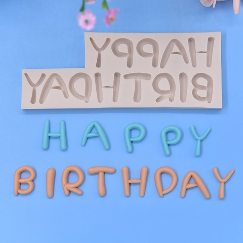 Happy Birthday Letter Silicone Mold DIY Baking Cake Decoration Fondant Chocolate Resin Craft Tool