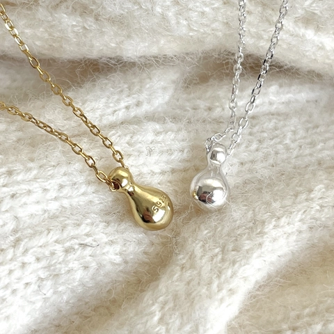 Collana Con Pendente A Goccia D'acqua Minimalista Argento Sterling 925 Placcato Oro 18K Forma Zucca Lucidatura A Specchio Stile Coreano