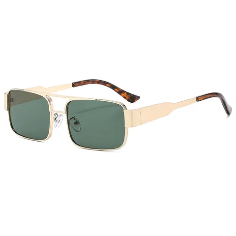 Lunettes De Soleil Carrées Rétro Monture Métal Double Pont Protection UV400 Mode Vintage Hommes Femmes