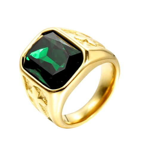 Anello da Uomo Retro in Acciaio al Titanio con Croce Pietre Colorate Strass Lucidato Punk Biker Gioielli