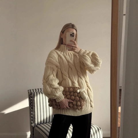 Maglione Trecce Donna Collo Alto Spesso Oversize Pullover Manica Lunga Caldo Colore Solido Moda Casual Maglieria