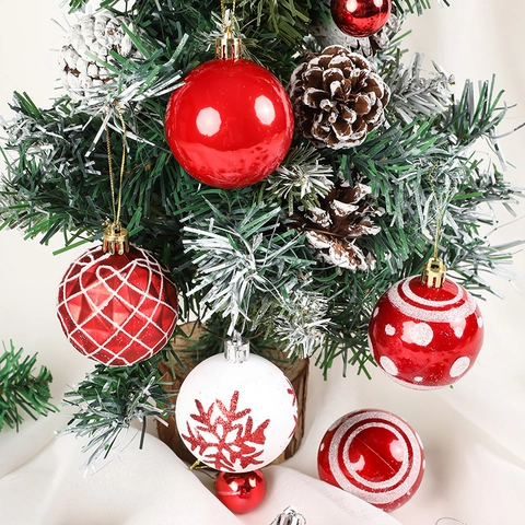 Ornamenti Palline Natale Infrangibili PVC Galvanizzato Dipinto Palle Appese Decorazione Albero Feste Stili Vari