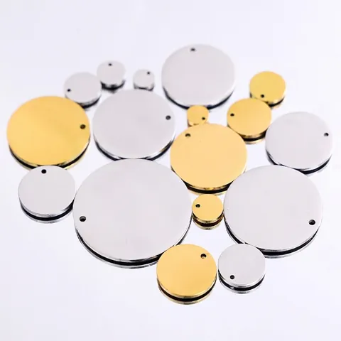 Mirror Polished Stainless Steel Round Disc Blank Pendants For DIY Jewelry Making Engravable Charm Tags Gold Silver Color