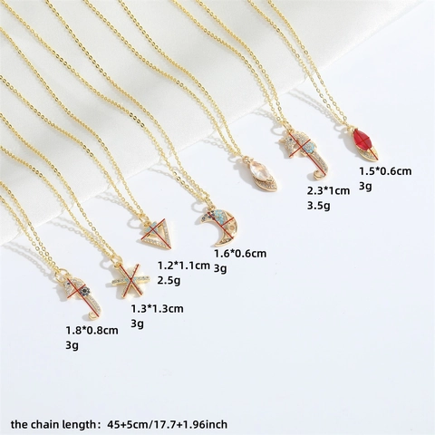 Collana con Ciondolo in Rame e Zirconia Minimalista per Donna Cavalluccio Marino Luna Triangolo Fiocco di Neve Placcato Oro Gioielli