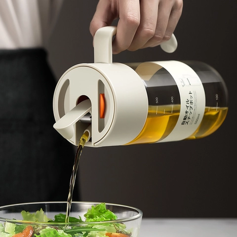Distributeur Huile En Verre Borosilicate Ouverture Automatique Anti Fuite Grande Capacité Carafe Cuisine Vinaigre