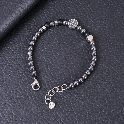Bracciale Di Perline In Pietra Naturale Con Ciondolo A Croce In Acciaio Inossidabile Ossidiana Occhio Di Tigre Gioielli Regolabili Uomo Unisex Stile Retro