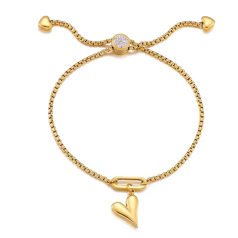Bracciale Regolabile Con Pendente A Cuore Acciaio Inossidabile Catena Box Cursore Gioielli Minimalisti Donna