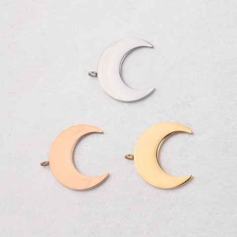 Colgante De Cuerno De Luna Creciente De Acero Inoxidable 304 Pulido Espejo Para Hacer Joyas DIY Estilo Minimalista