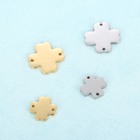 Colgante De Trébol De Acero Inoxidable Conector Charms Perforados Simétricos Para Fabricación De Joyas Collar Pulsera Creativo
