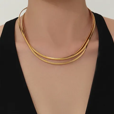 Minimalist Torque Choker Necklace Stainless Steel Waterproof Hypoallergenic Heart Geometric Open Neck Ring Jewelry
