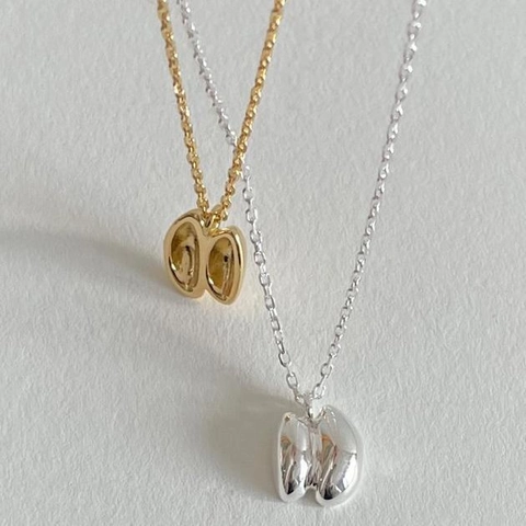 Collana Minimalista Con Pendente A Fagiolo Argento Sterling 925 Design Capsula Irregolare Gioielli Stile Coreano Donna