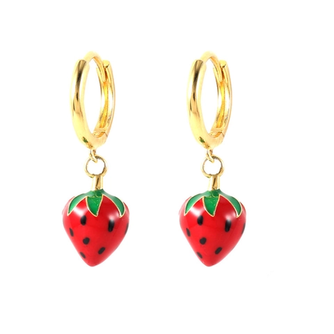 Perno in Argento Sterling 925 Orecchini a Cerchio Frutta Carina Fragola Kiwi Pesca Mango Papaya Orecchini in Rame Smaltato Donna Gioielli