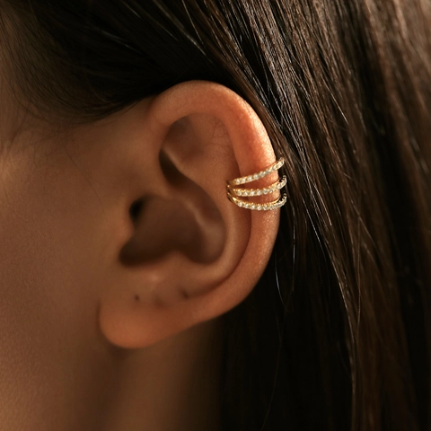 Orecchini A Clip Ear Cuff Multistrato In Argento Sterling 925 Con Zirconi Senza Buco Per Donna Gioielli Minimalisti