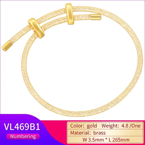 Pulsera De Tubo De Malla Ajustable De Latón Con Hebilla Deslizante Joyería Para Mujer