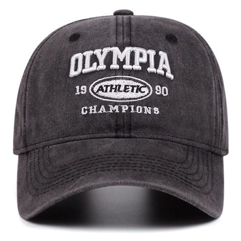 Vintage Washed Cotton Baseball Cap Embroidered Letter Athletic Style Adjustable Outdoor Sun Hat For Men Women