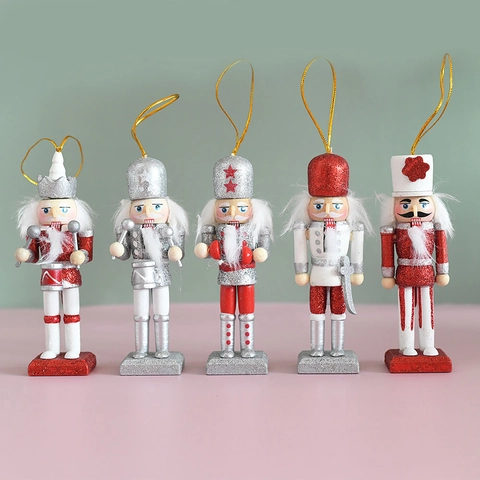 Ornamenti Soldato Schiaccianoci Legno Glitter Decorazioni Da Appendere Figurine Scrivania Tradizionale Natale Arredamento