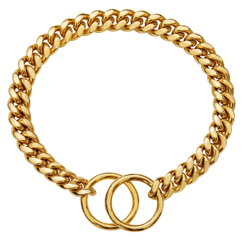 Collar De Perro De Cadena Cubana De Acero Inoxidable Cadena En P De Metal Resistente Collar De Entrenamiento Ajustable Para Perros