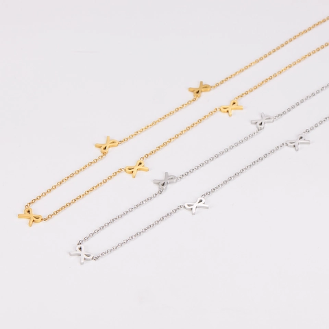 Collar Con Colgante De Lazo Acero Inoxidable 304 Elegante Minimalista Lujo Ligero Cadena De Clavícula Joyas Mujer