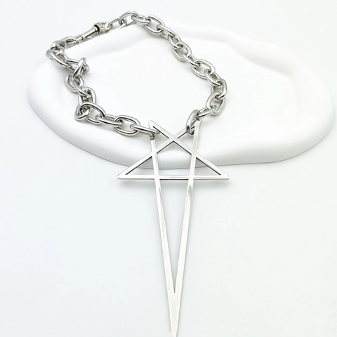 Collana Con Pendente Pentagramma Invertito Punk Retrò Da Uomo Lega Stella Vintage Stile Gotico Hip Hop Gioielli