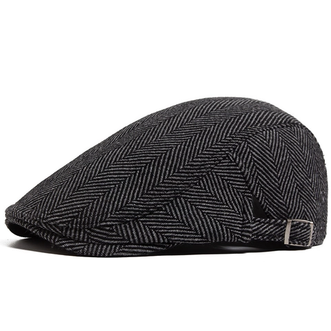 Klassische Fischgräten-Schirmmütze Herren Vintage Britischer Stil Verstellbare Metallschnalle Schiebermütze Retro Winter Warm