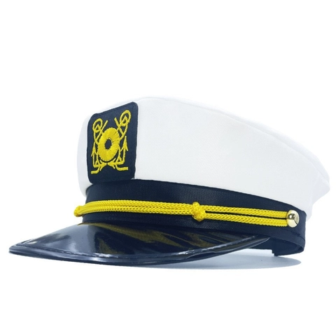 Polyester Gewebe Nautischer Kostüm Hut Mit Anker Stickerei Für Cosplay Party Performance Seemann Kapitän Polizei Stile