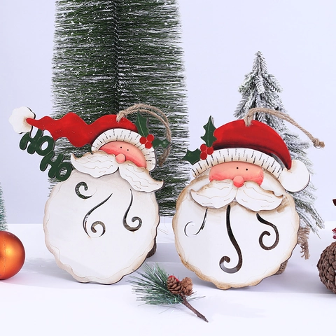 Ornamento Da Appendere Babbo Natale In Legno Dipinto Taglio Laser Cavo Decorazione Albero Di Natale Festa Casa