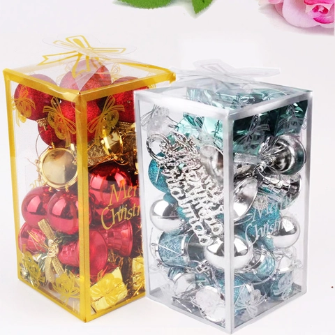Weihnachtsbaumschmuck Hängende Kugeln Glocken Trommeln Geschenkboxen Kunststoff Galvanisiert Glitzer Festliche Feiertagsdeko