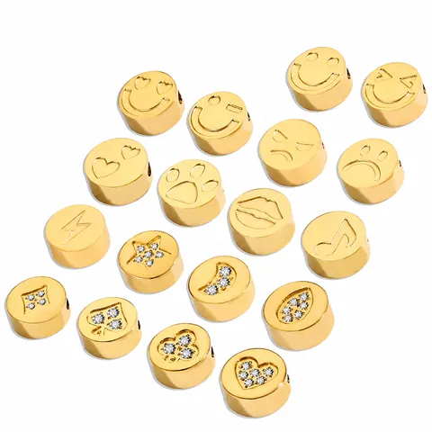 Ciondoli in Acciaio Inossidabile per Gioielli Fai-da-te Strass Intarsiato Faccina Sorridente Cuore Stella Luna Poker Modello Ciondoli per Collana Bracciale Gioielli Donna