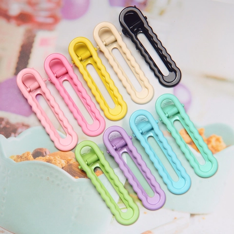 Wavy Hair Clips Metal Alloy Duckbill Pins Macaron Colors No Trace Hairpins Sweet Fashionable Styling For Women Girls