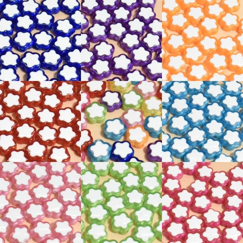 Blumen Perlen Bunte Fünf Blätter Harz Acryl Lose Zwischenperlen Für DIY Schmuckherstellung Armband Halskette Handwerk